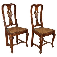 Set of Four 19th Century Iberian Baroque Wood Chairs
