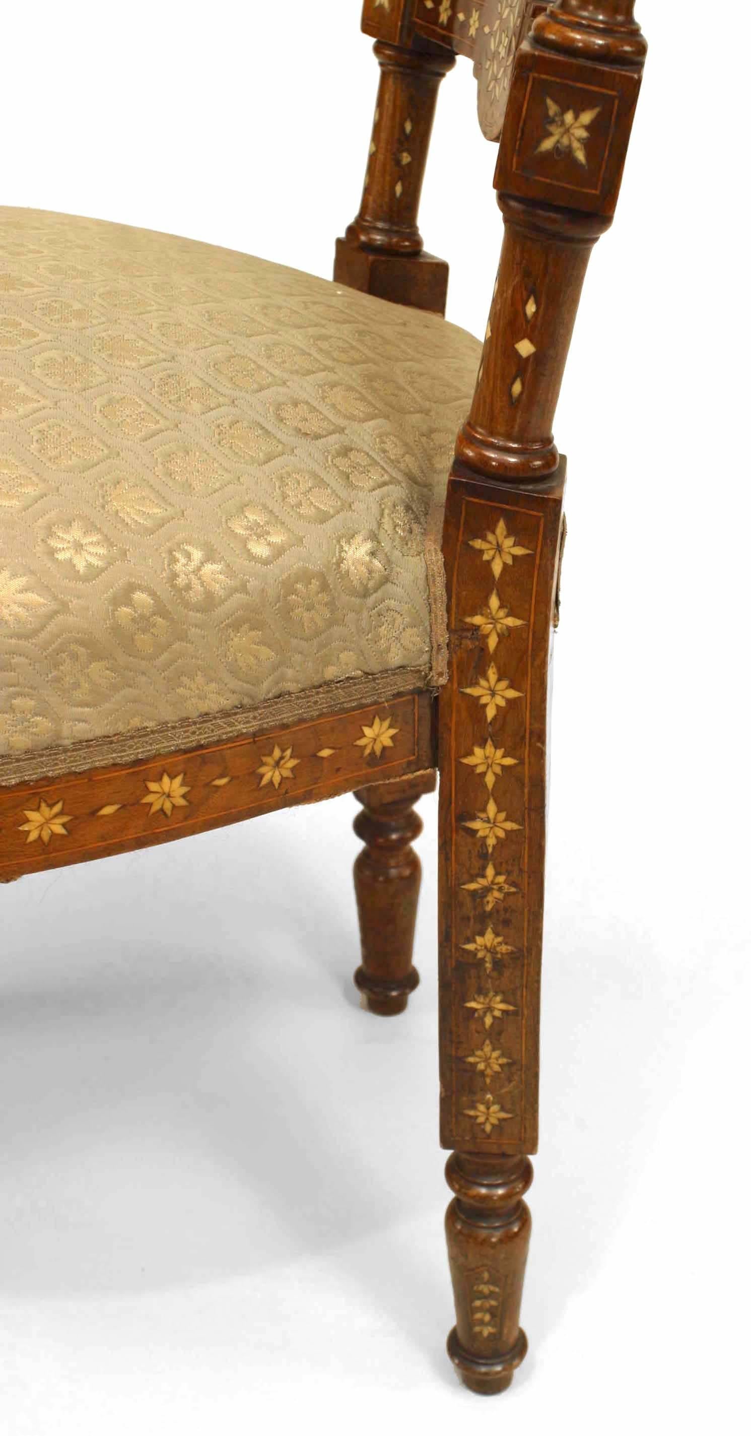 Set of Four 19th Century Italian Middle Eastern Style Inlaid Side Chairs 4