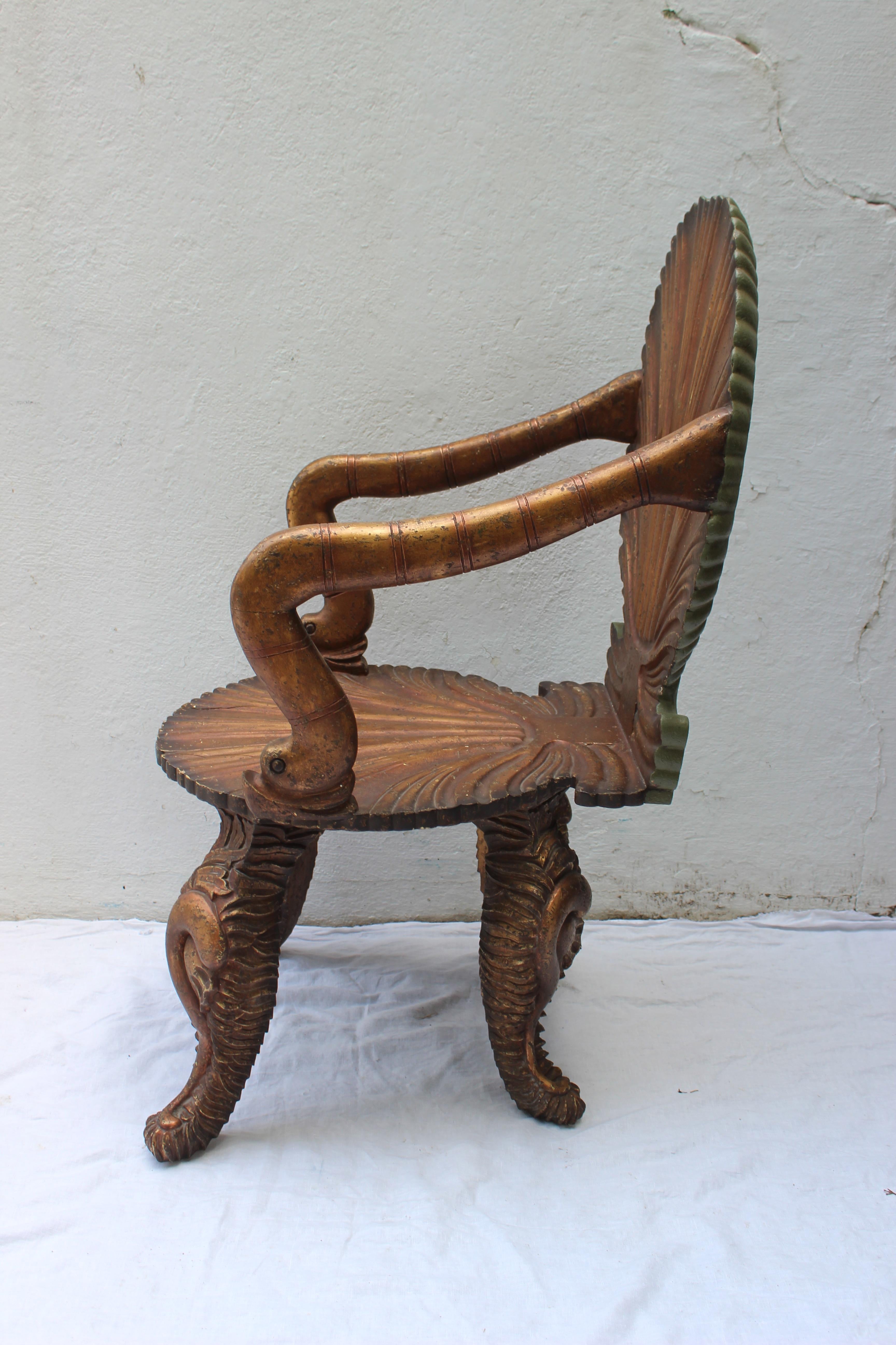 Set of four 19th century Italian wood Grotto armchairs.