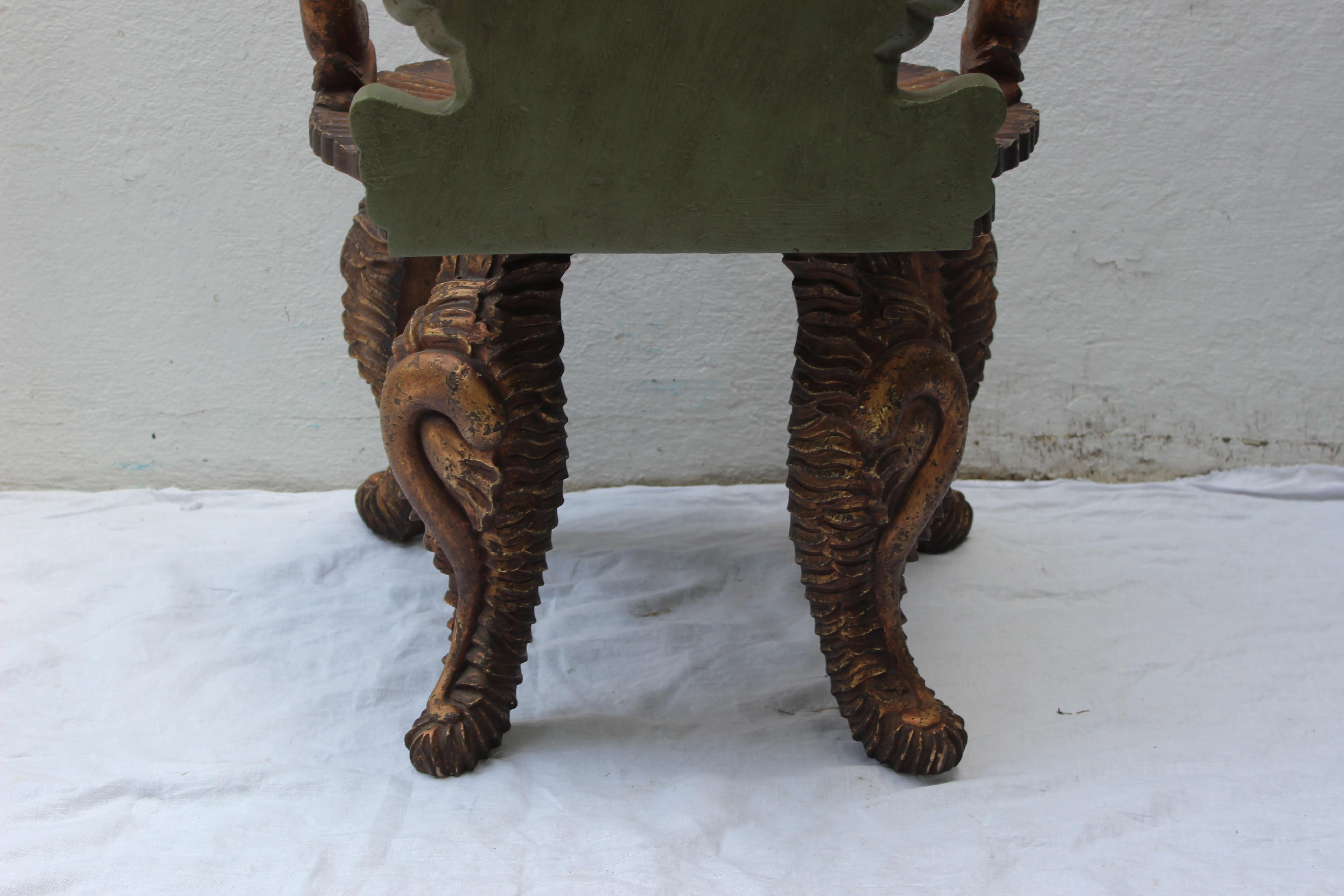 Set of Four 19th Century Italian Wood Grotto Armchairs For Sale 4