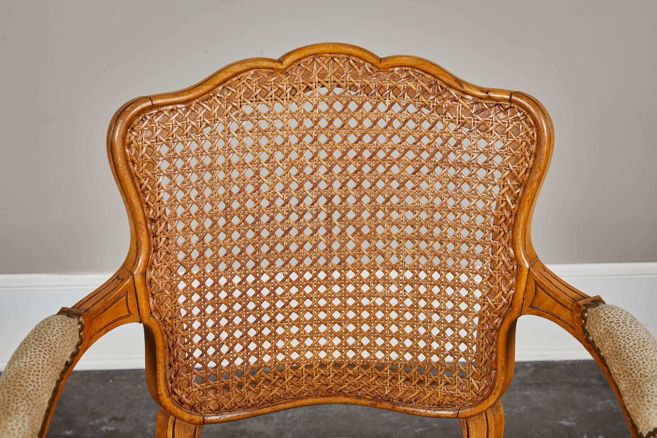 Set of Four 19th Century Louis XV Style Caned Armchairs In Good Condition In Pasadena, CA