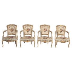 Antique Set of Four 19th Century Louis XV Style Fauteuils