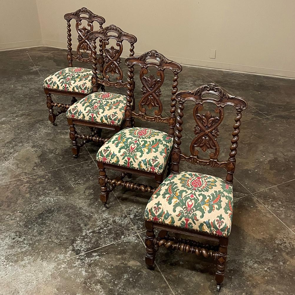 Set of Four 19th Century Napoleon III Period Louis XIV Style Side Chairs In Good Condition For Sale In Dallas, TX