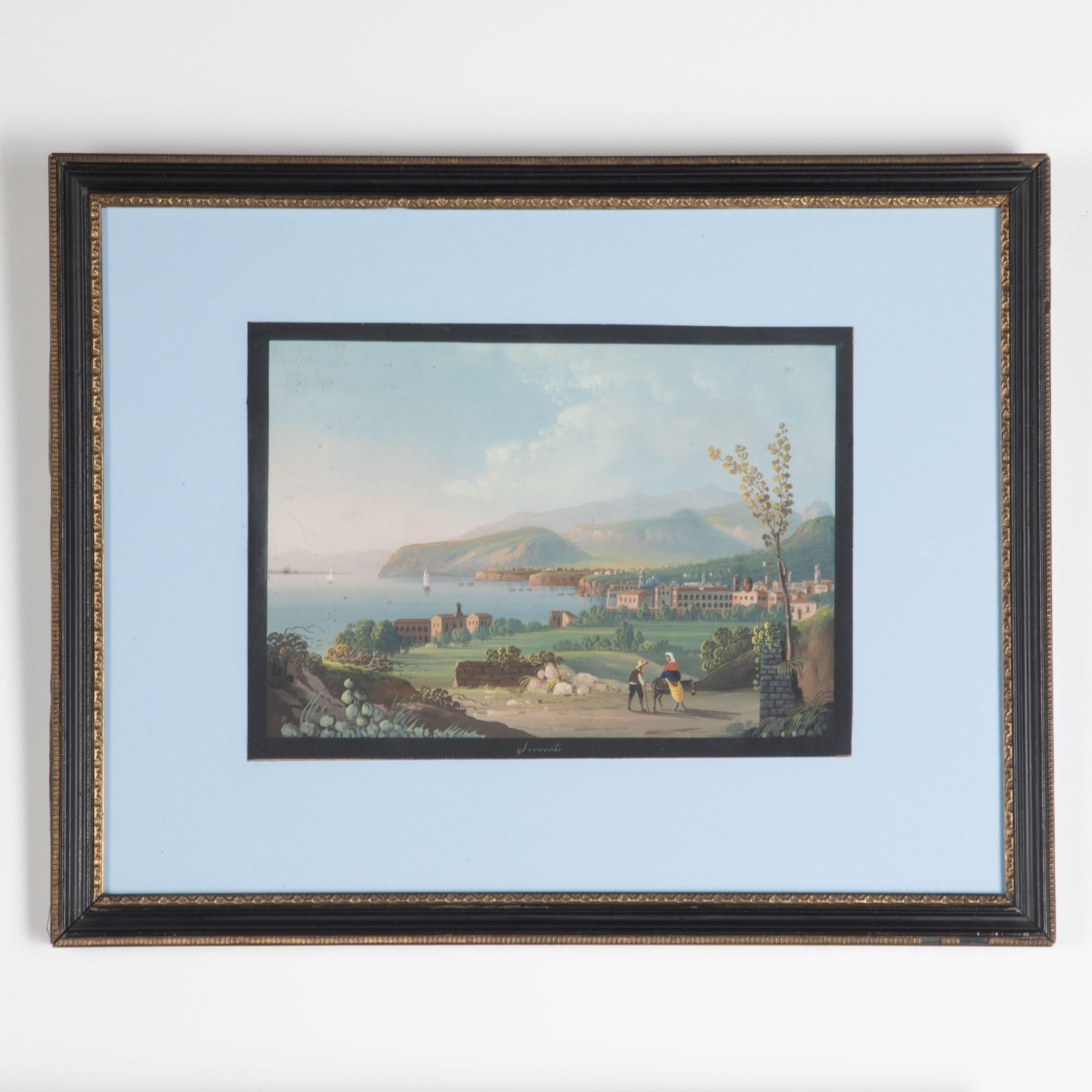 Grand Tour Set of Four 19th Century Neopolitan Gouache Paintings For Sale
