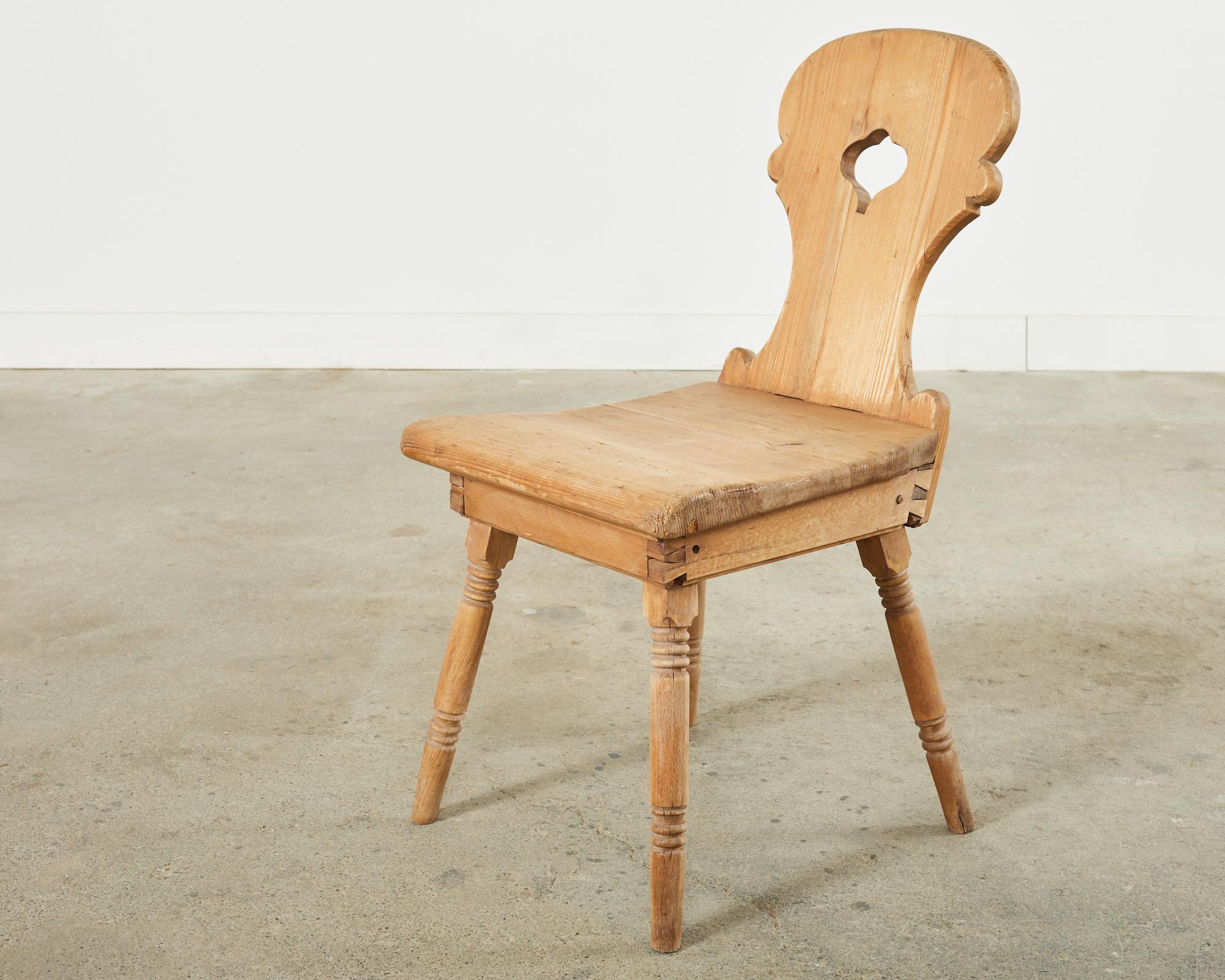 Set of Four 19th Century Primitive Swedish Folk Art Pine Chairs For Sale 12
