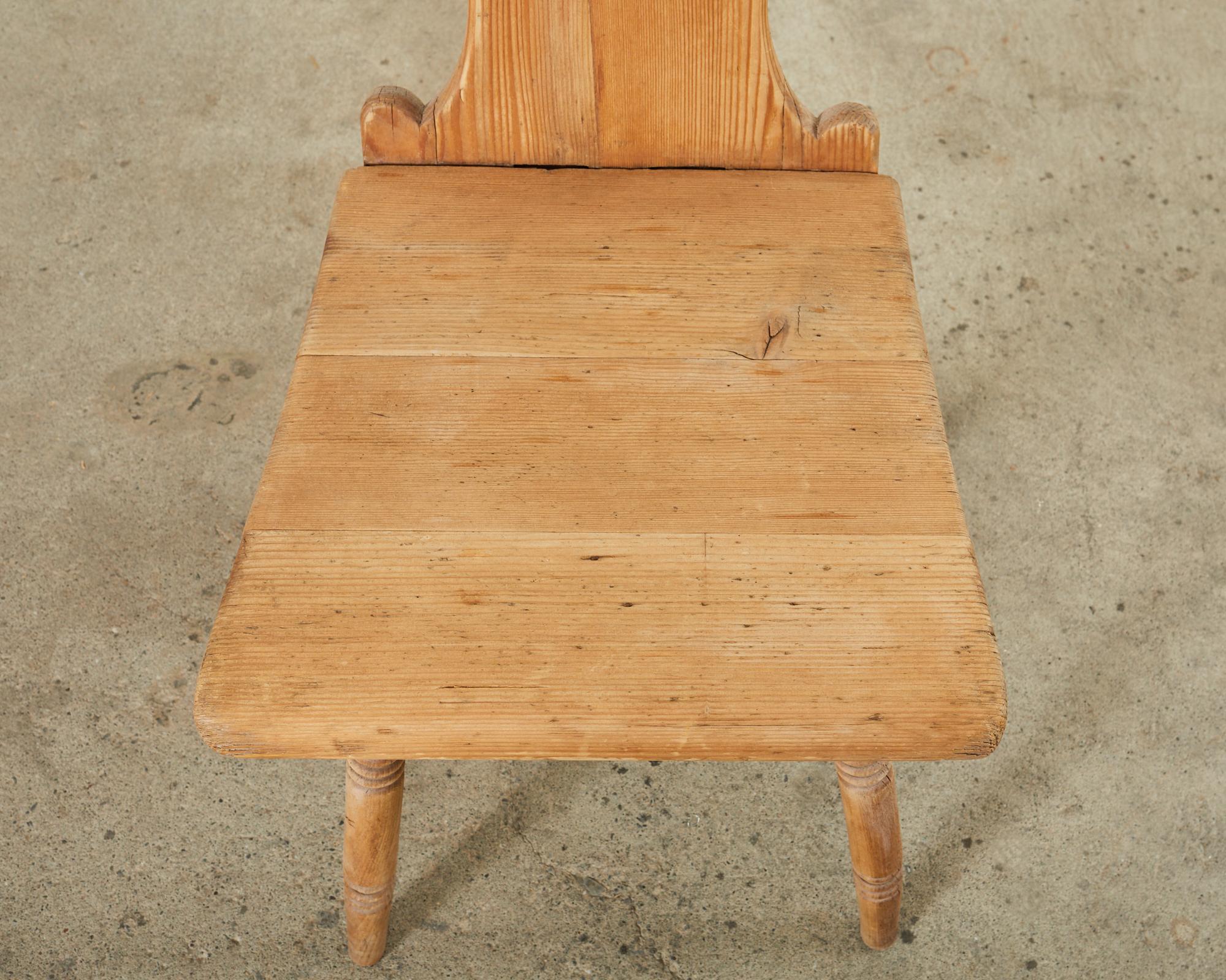 Set of Four 19th Century Primitive Swedish Folk Art Pine Chairs For Sale 14