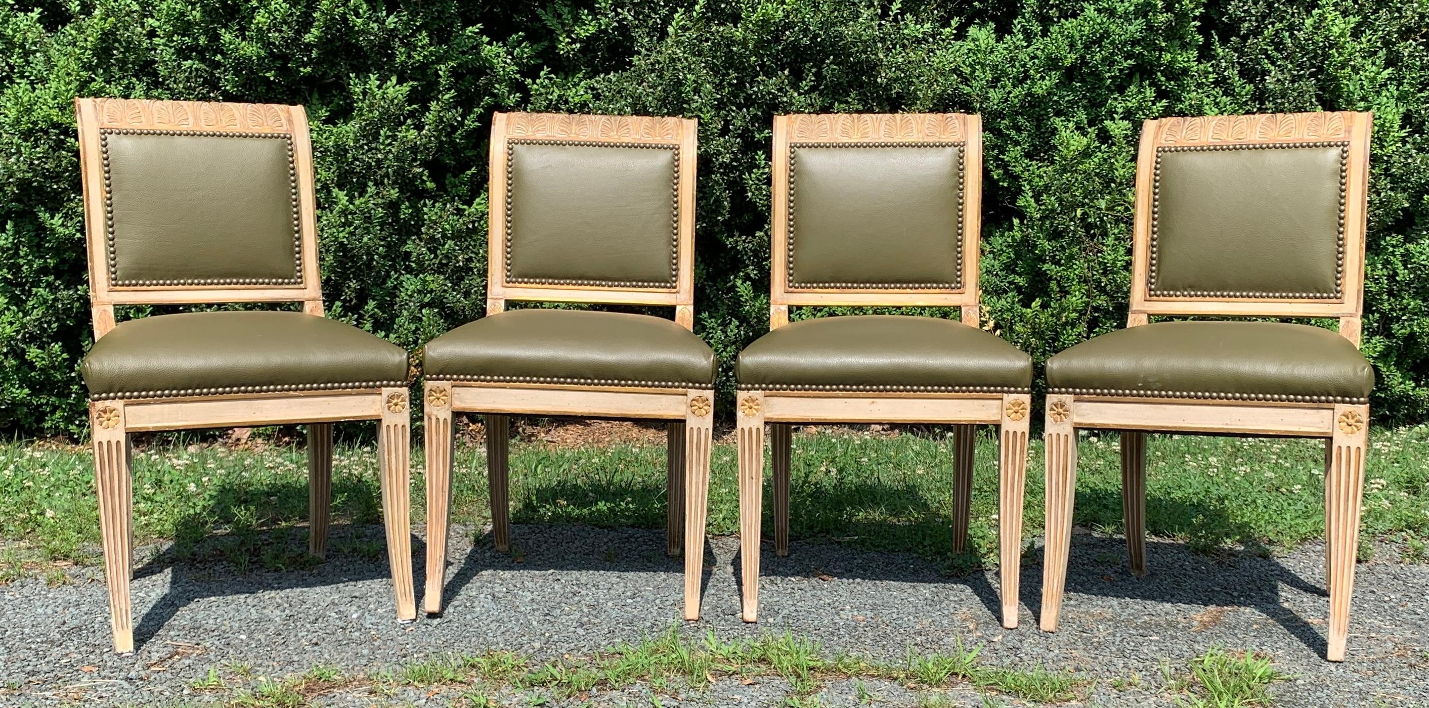 English Set of Four 19th Century Regency Style Dining Chairs