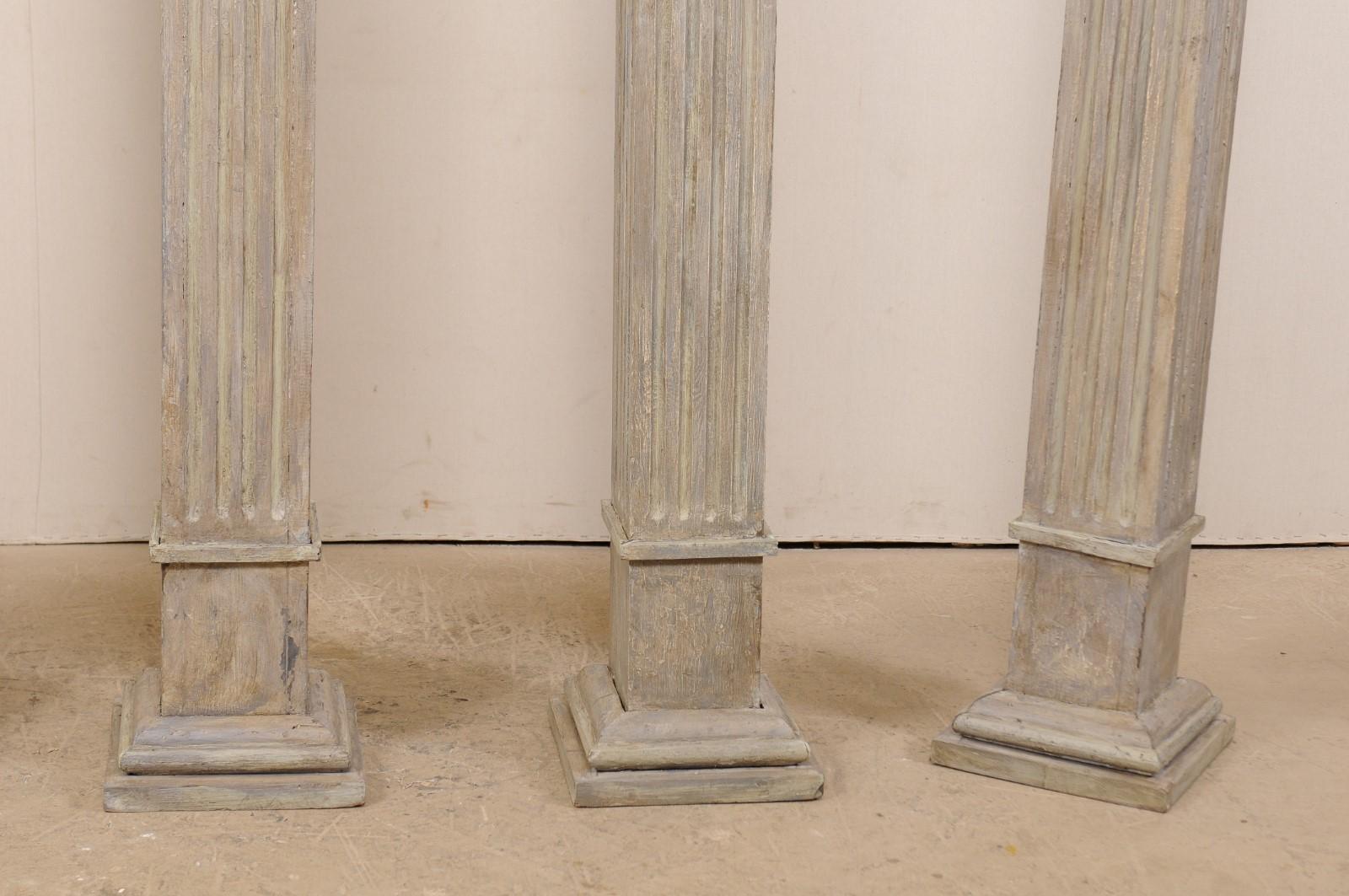 Set of Four 19th Century Square Fluted Painted Columns 4