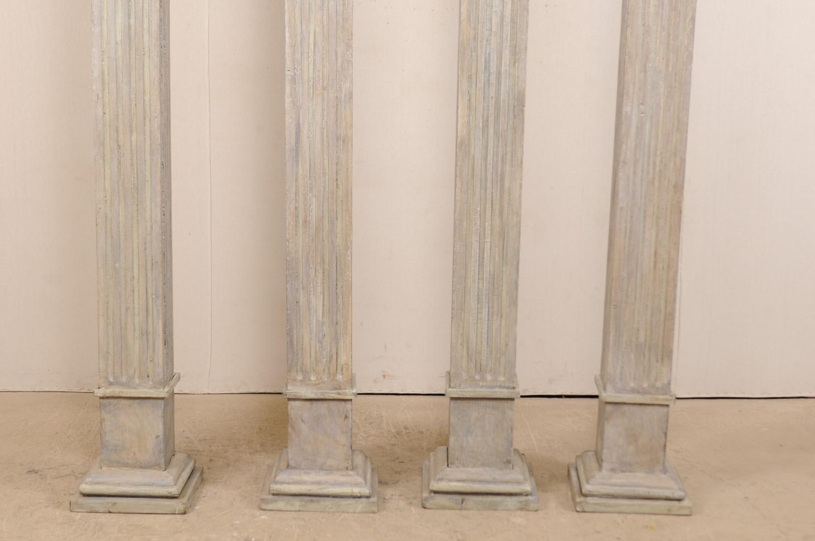 Set of Four 19th Century Square Fluted Painted Columns 6