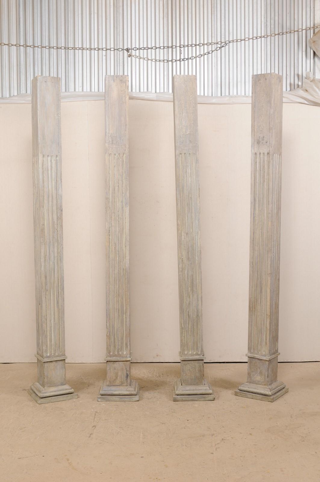 Set of Four 19th Century Square Fluted Painted Columns 8