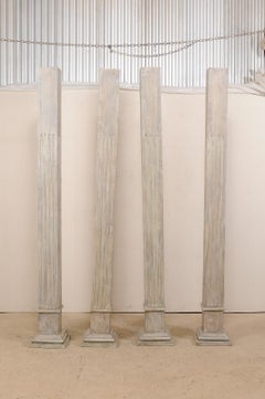 Set of Four 19th Century Square Fluted Painted Columns