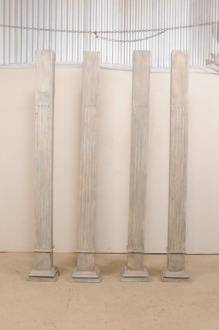 Set of Four 19th Century Square Fluted Painted Columns at 1stDibs