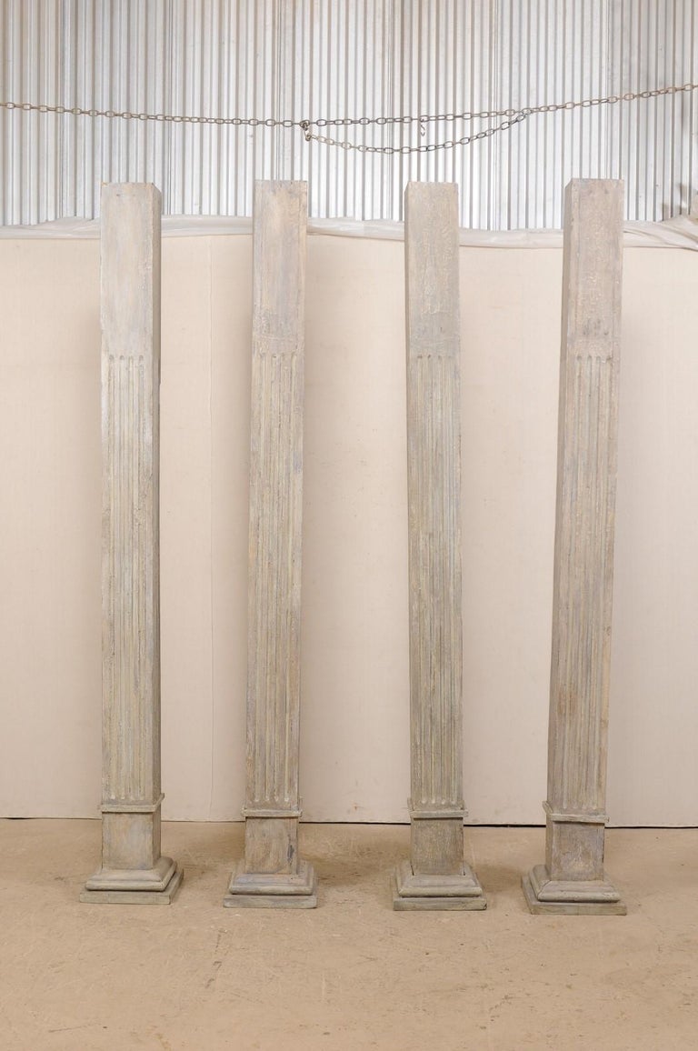 Set of Four 19th Century Square Fluted Painted Columns at 1stDibs