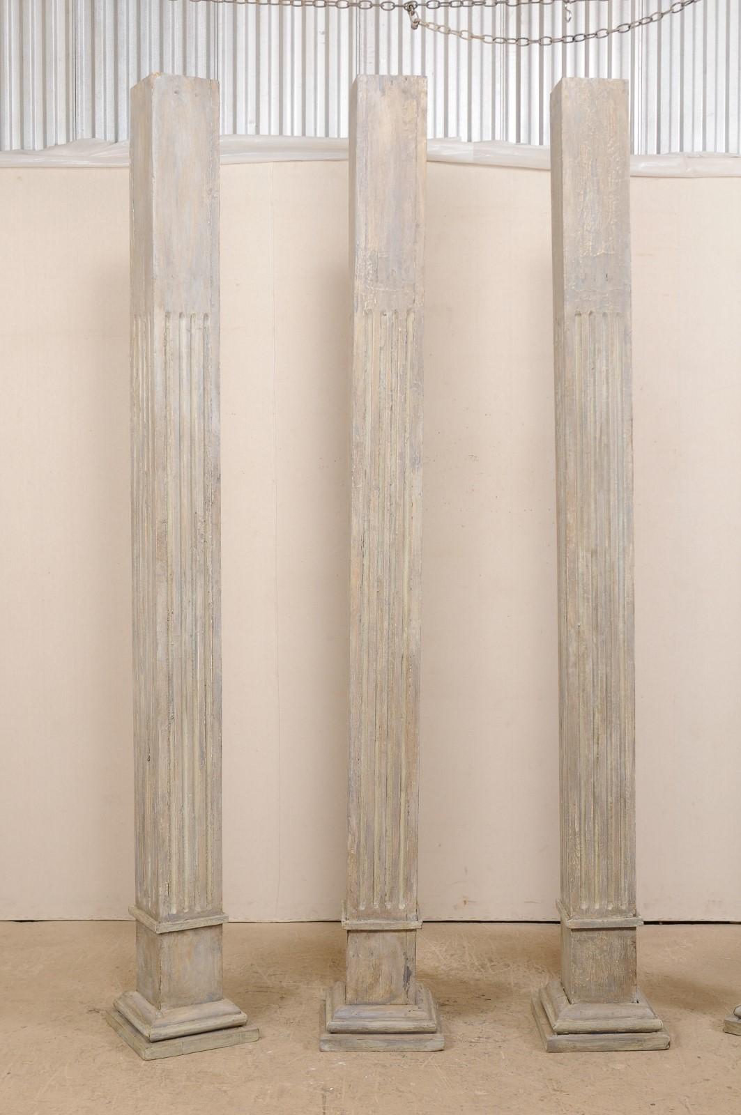 Set of Four 19th Century Square Fluted Painted Columns 2