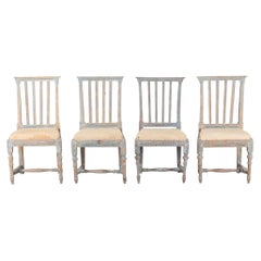 Set of Four 19th Century Swedish Gustavian Dining Chairs