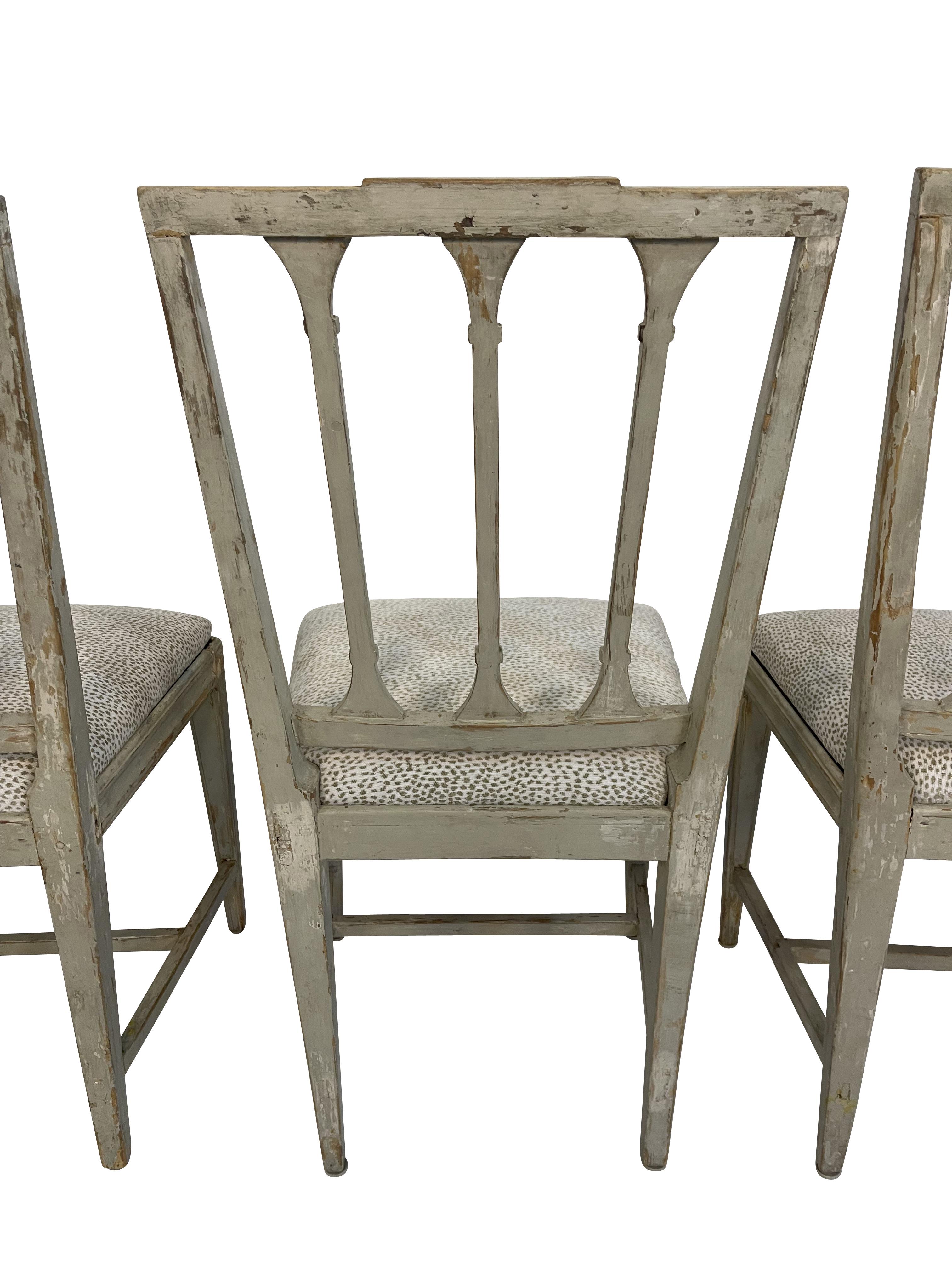Wood Set of Four  19th Century Swedish Neoclassical Chairs  For Sale