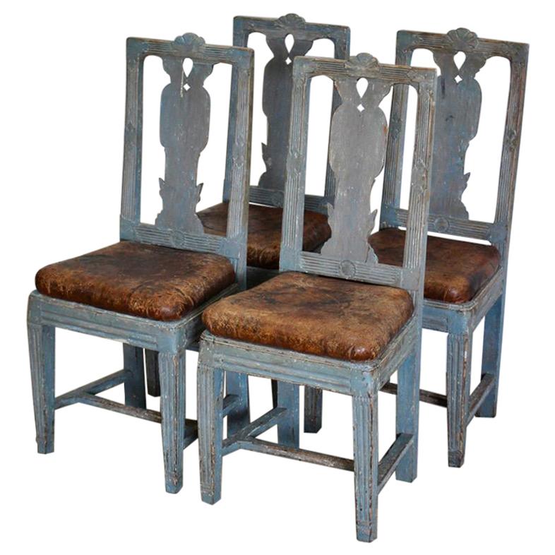 Set of Four 19th Century Swedish Provincial Chairs For Sale