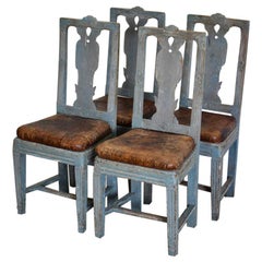 Antique Set of Four 19th Century Swedish Provincial Chairs