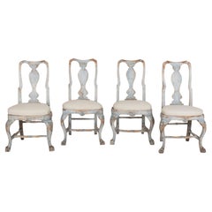Set of Four 19th Century Swedish Rococo Dining Chairs