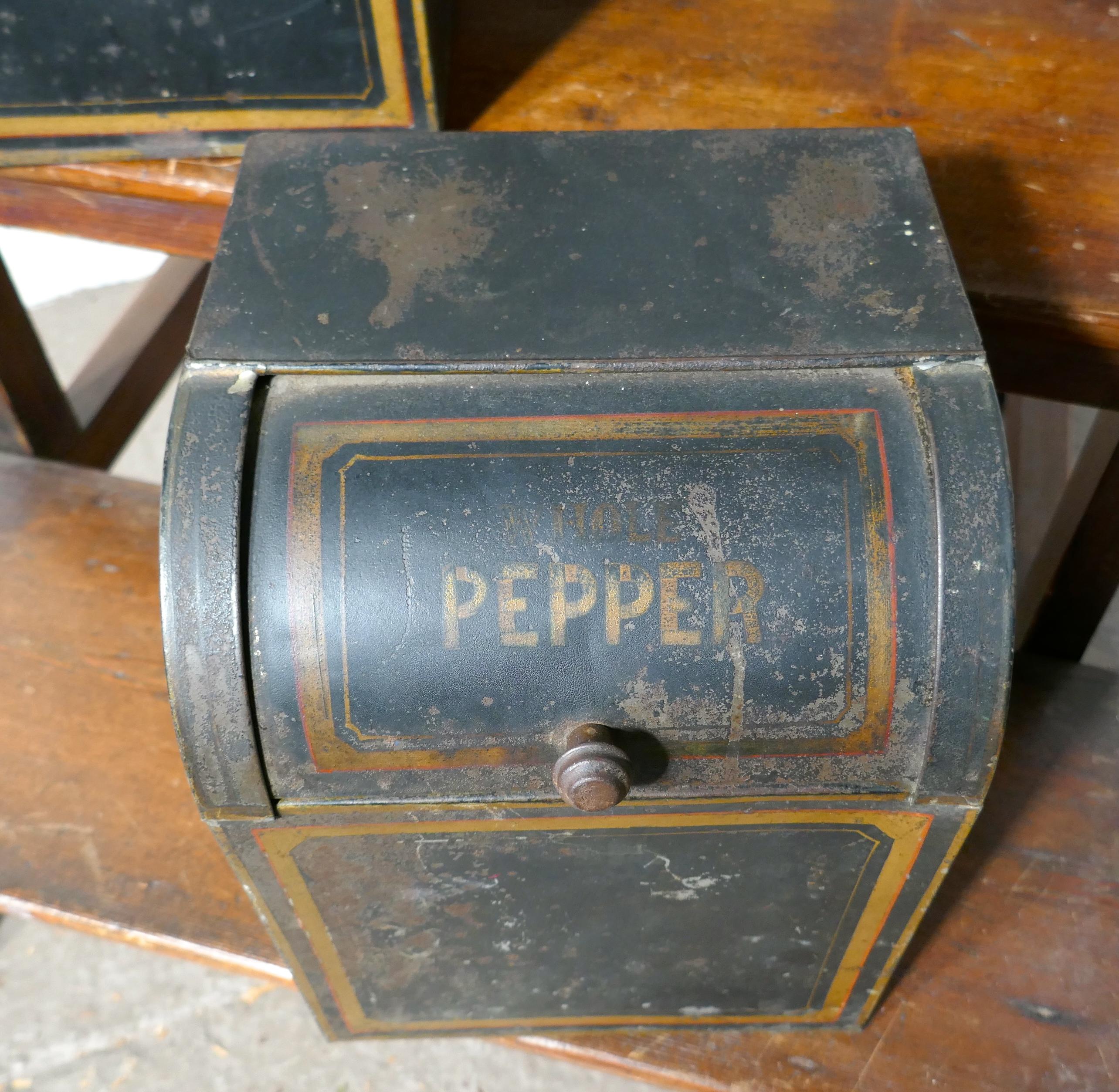 Set of Four 19th Century Tolewear Grocers Spice Canisters 1