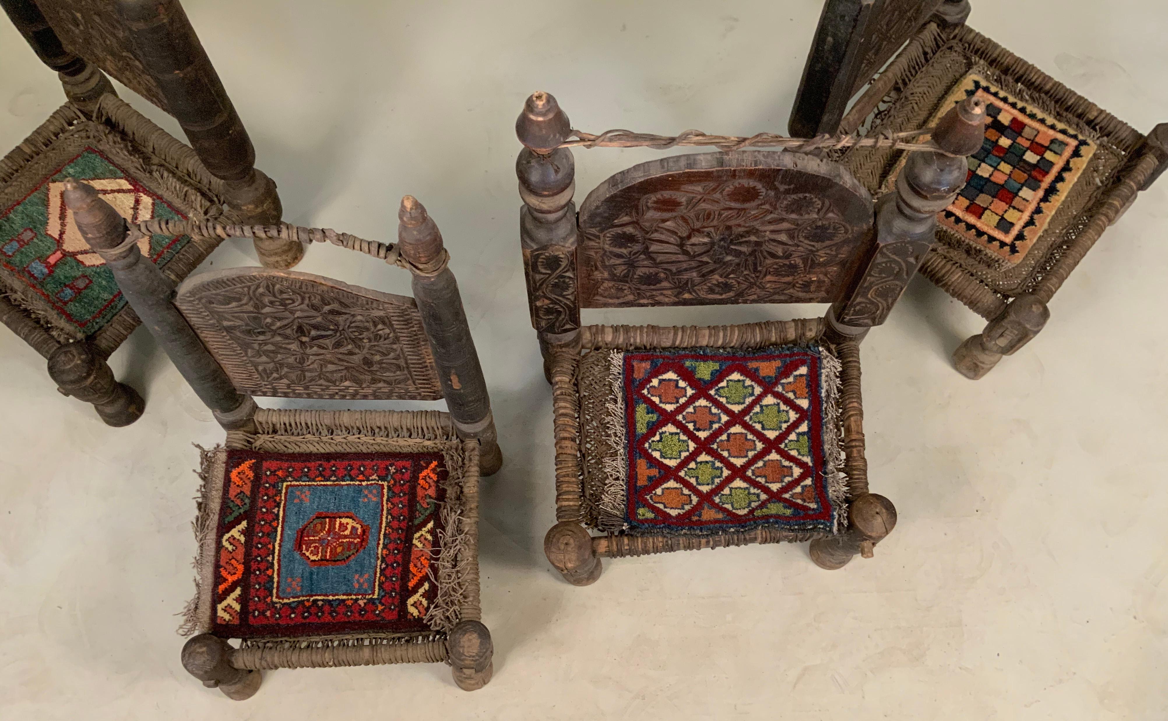 Set of Four 19th Century Tribal Bedouin Chiars In Good Condition In Hudson, NY
