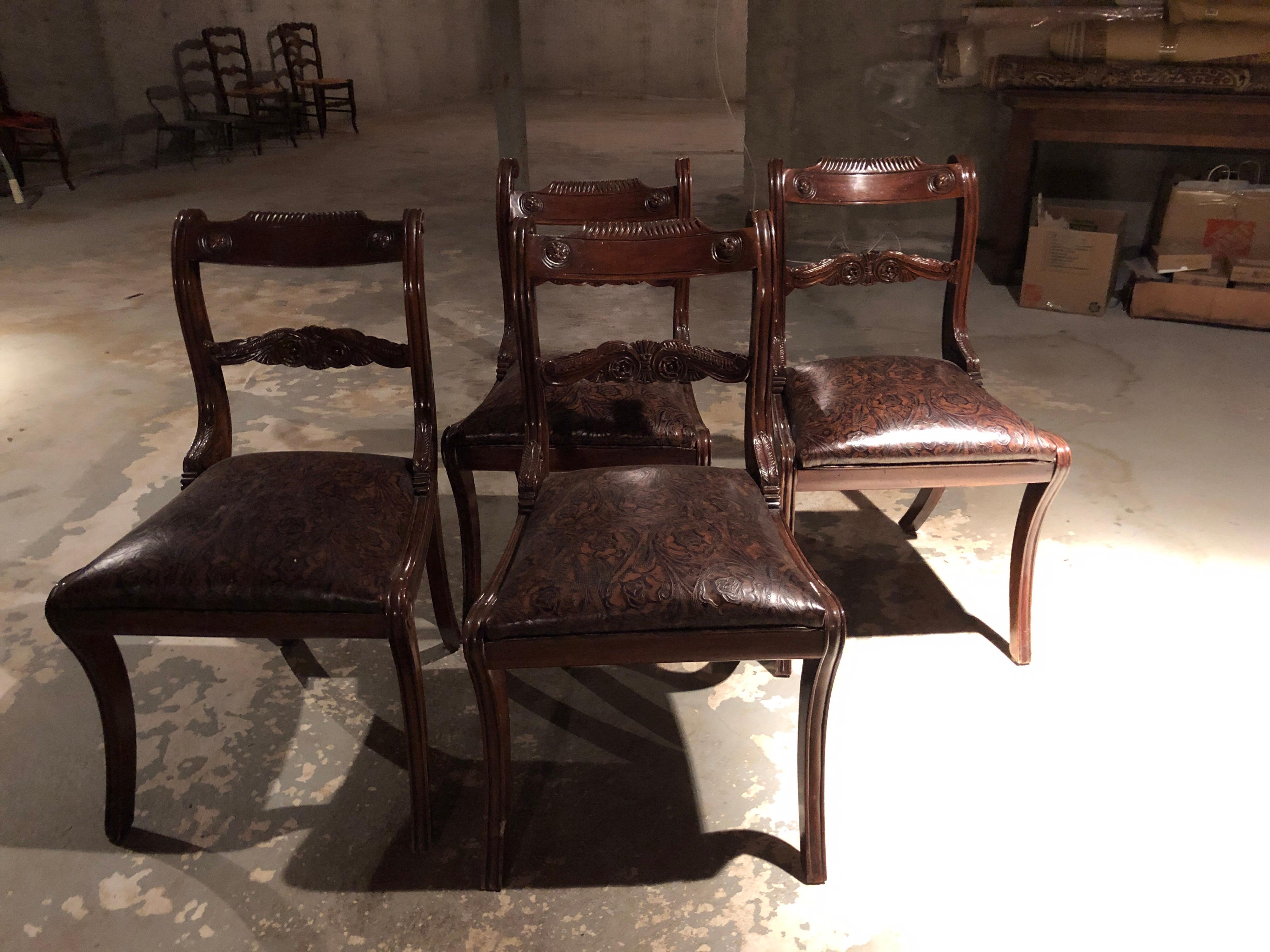 American Set of Four 19th Century Victorian Mahogany Dining Chairs