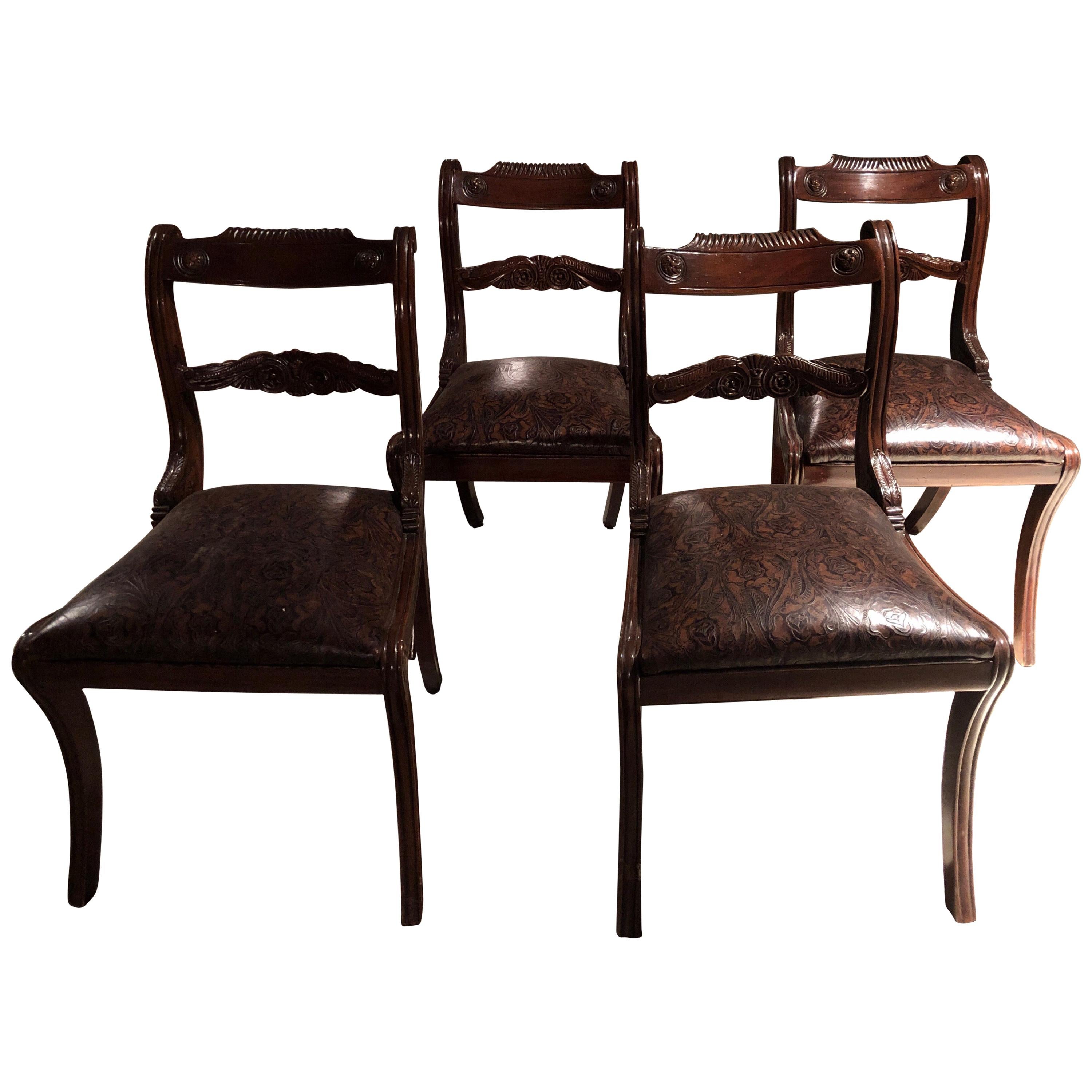 Quality Set of Four 19th Century Antique Mahogany Victorian Dining