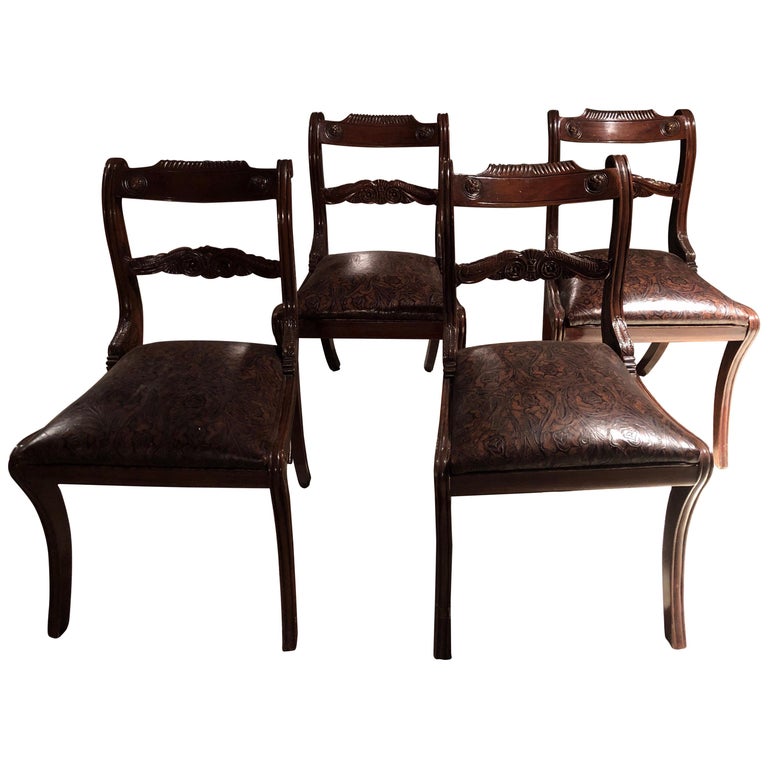 Set of Four 19th Century Victorian Mahogany Dining Chairs For Sale