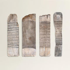 Set of Four 19th Century Washboards on Custom Wall Mounts