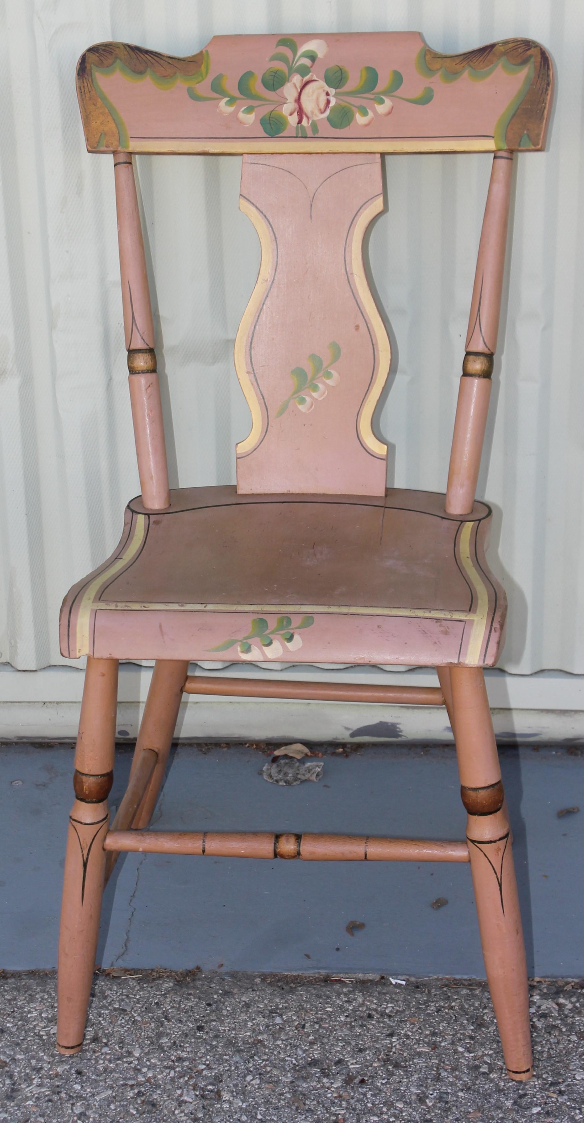 Satz von vier original bemalten Pennsylvania-Pflanzgefäßstühlen mit Untergestell, 19. Jahrhundert (amerikanisch) im Angebot