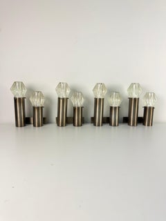 Set of Four 2-light Wall Lamps, made in Italy, 1970s