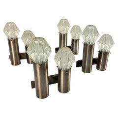 Set of Four 2-light Wall Lamps, made in Italy, 1970s