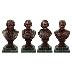 Set of Four 20th C. Mahogany Busts of Schiller, Shakespeare & Sir Walter Scott