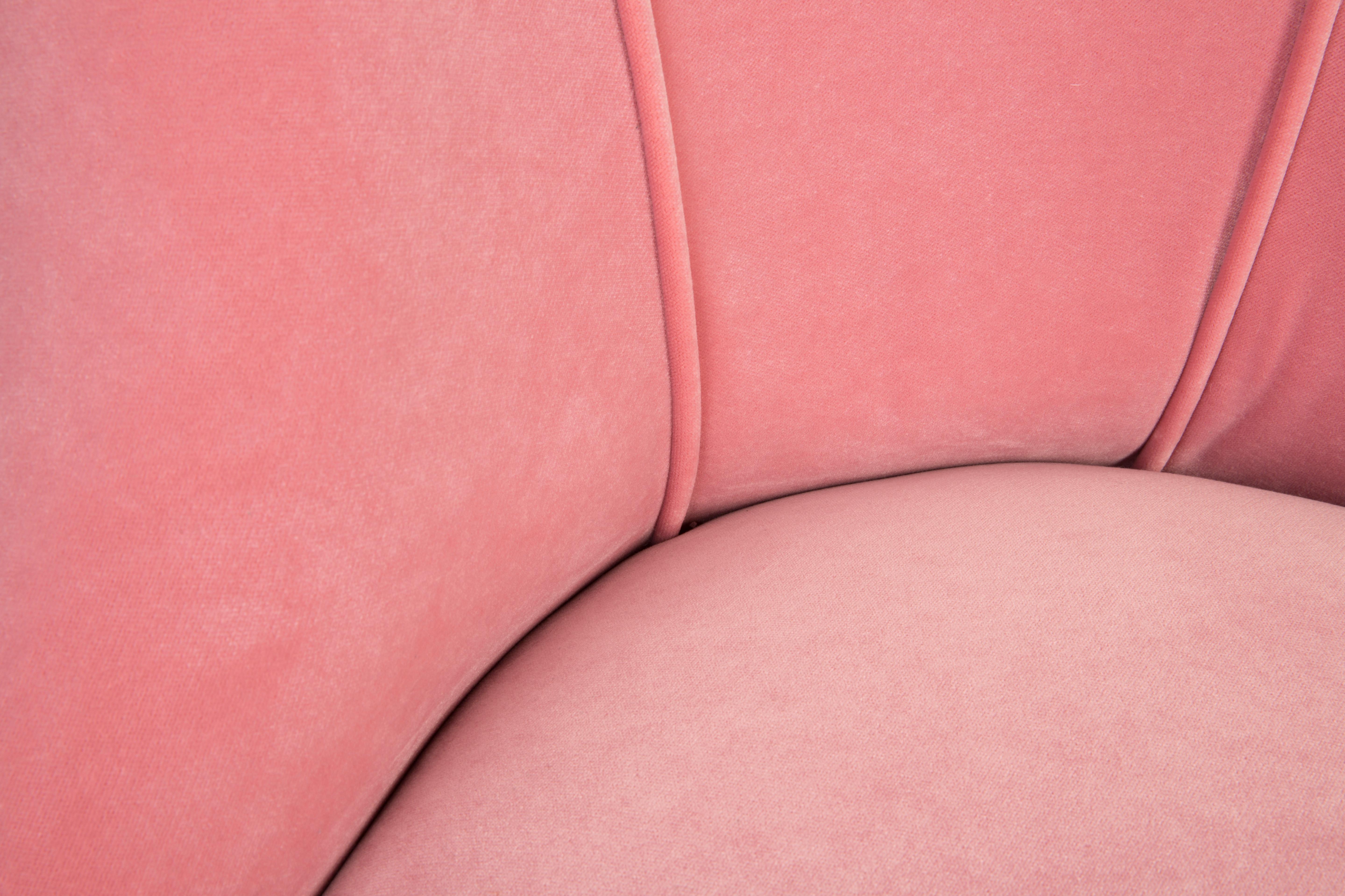 Set of Four 20th Century Art Deco Baby Pink Armchairs, 1950s For Sale 4