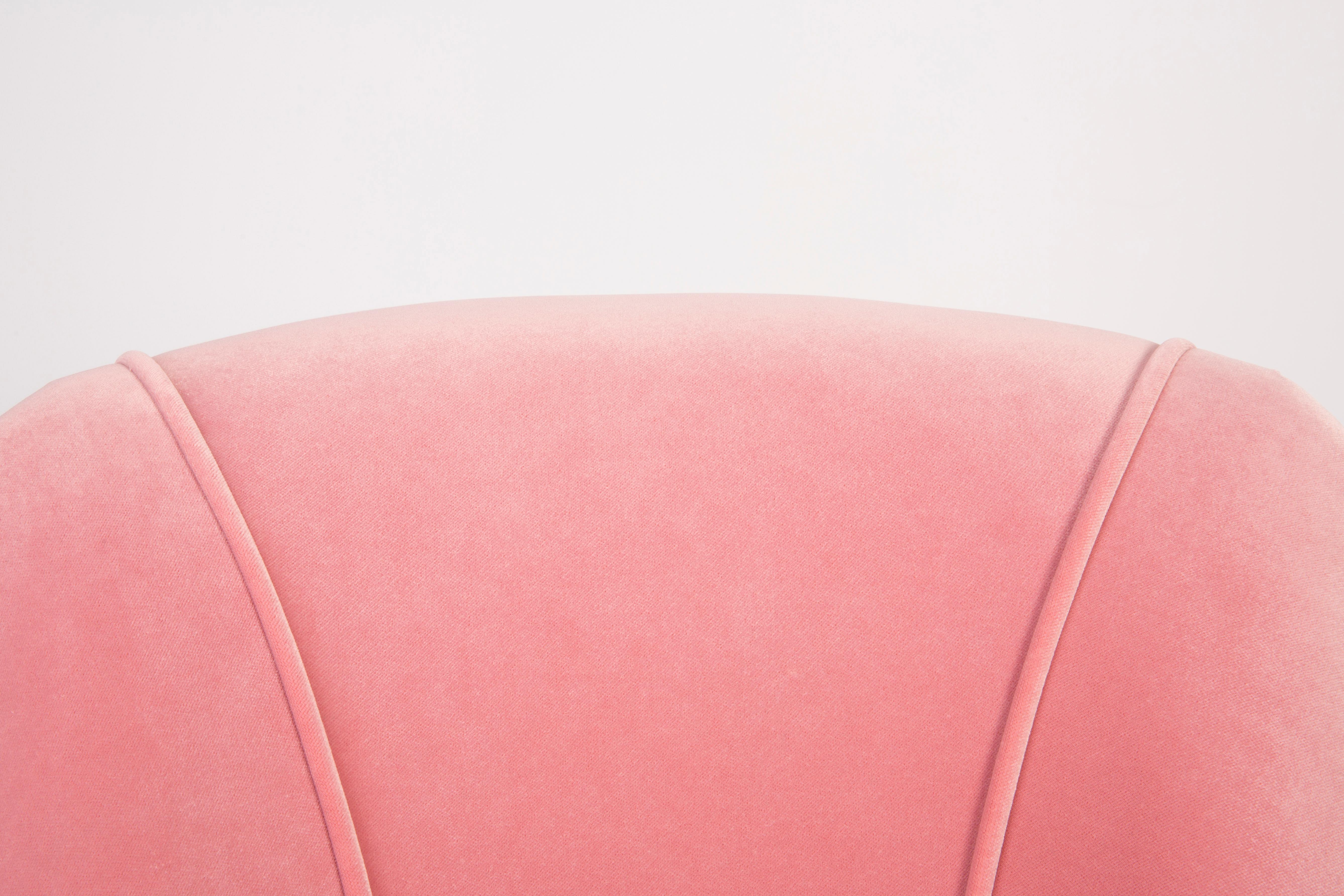 Set of Four 20th Century Art Deco Baby Pink Armchairs, 1950s For Sale 5