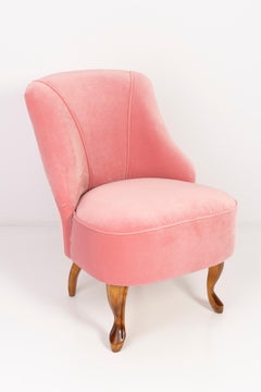 Juego de cuatro sillones rosa bebé Art Decó del siglo XX, años 50