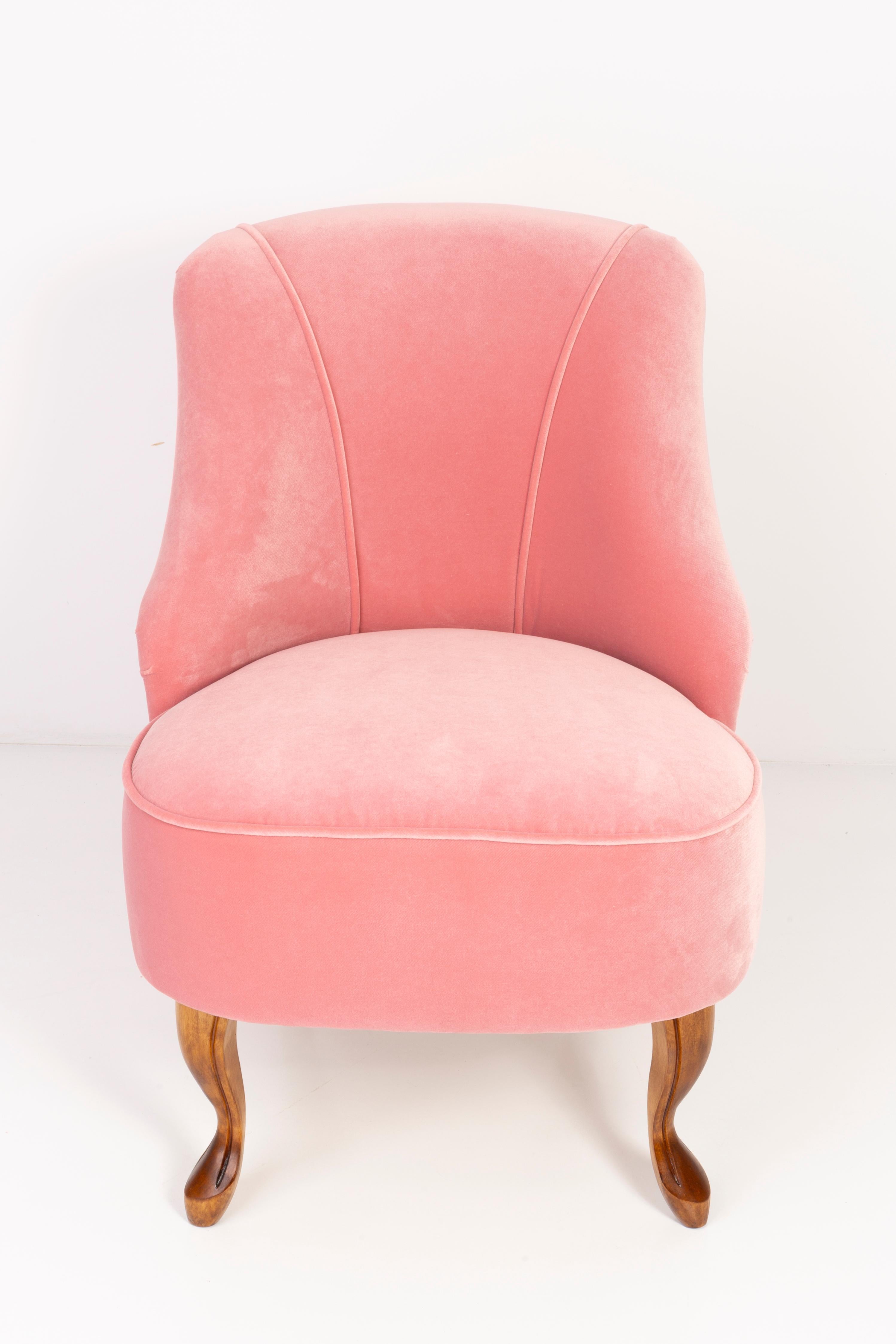 European Set of Four 20th Century Art Deco Baby Pink Armchairs, 1950s For Sale