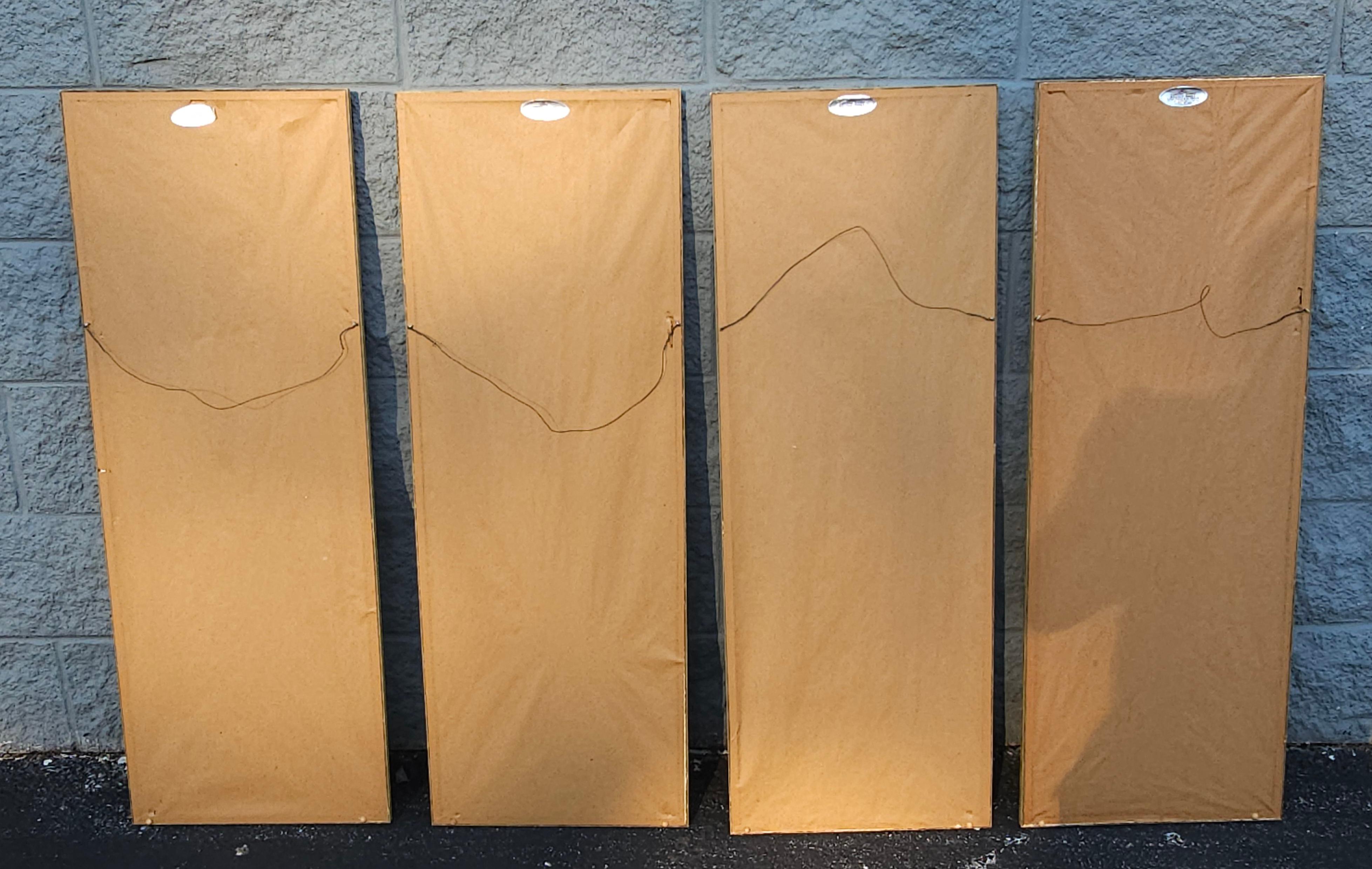 Set of Four 20th Century Asian Style Watercolor Painted Wall Panels For Sale 3