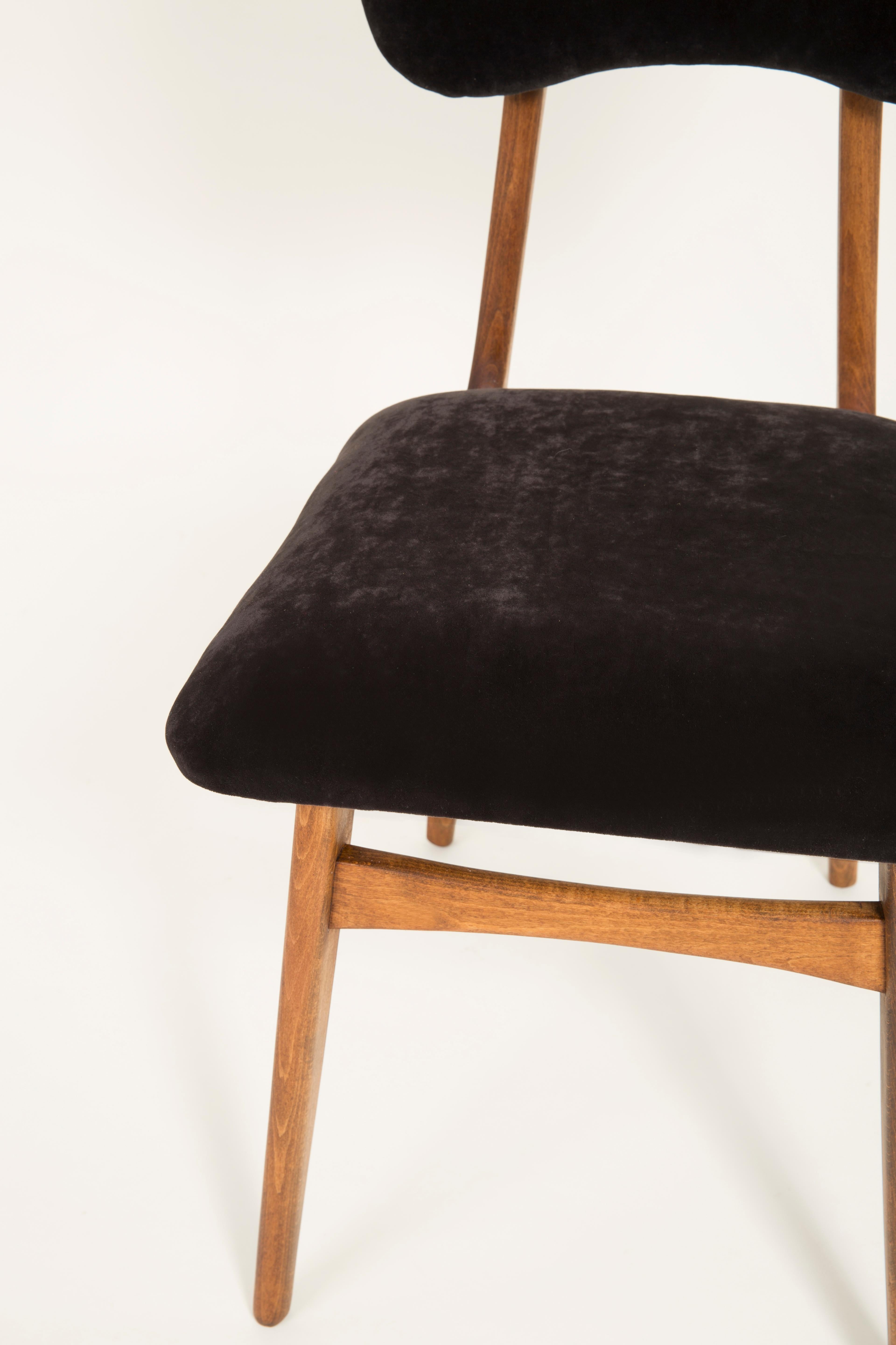 Set of Four 20th Century Black Velvet Chairs, 1960s 4