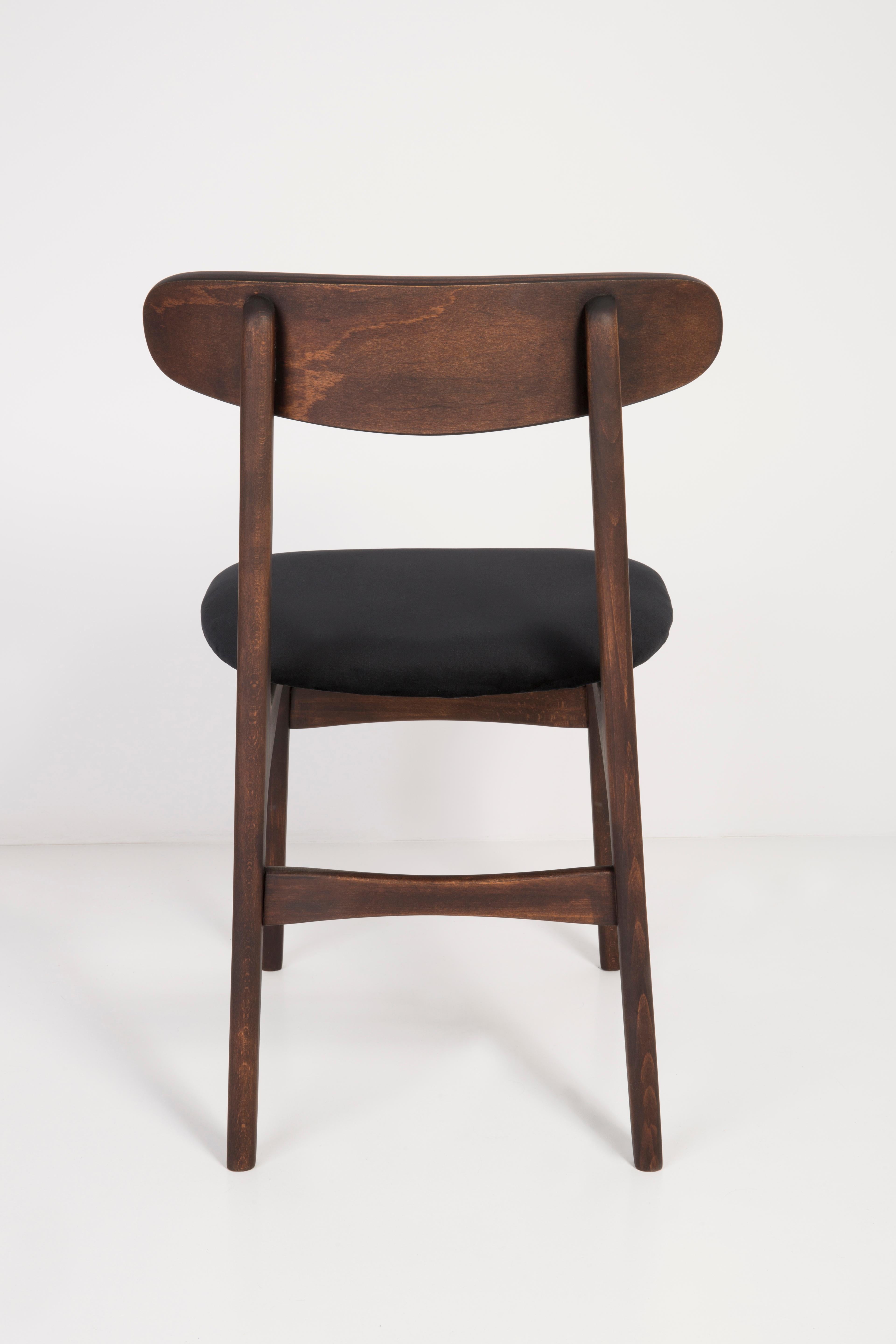 Set of Four 20th Century Black Velvet Chairs, 1960s For Sale 6
