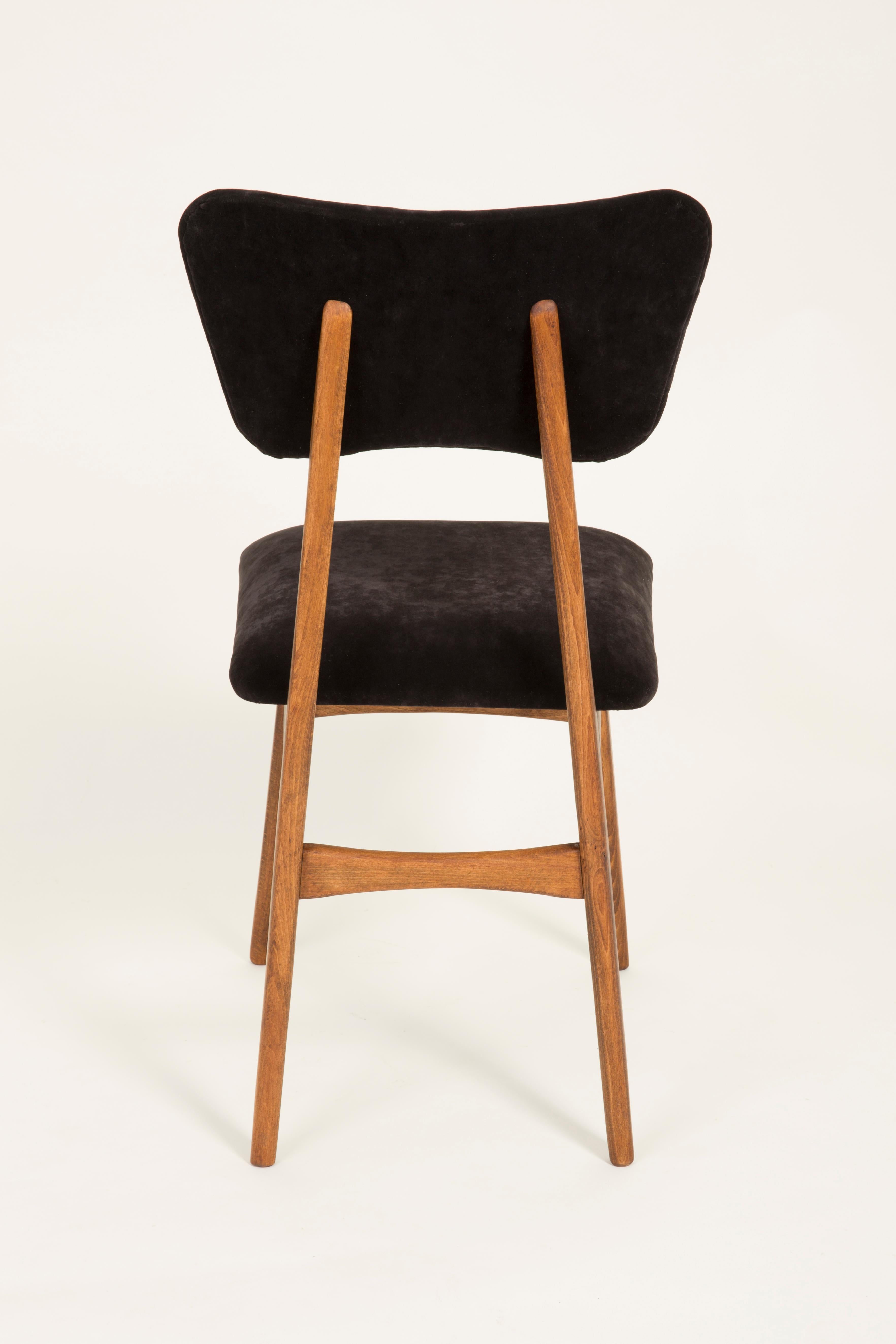Set of Four 20th Century Black Velvet Chairs, 1960s 7