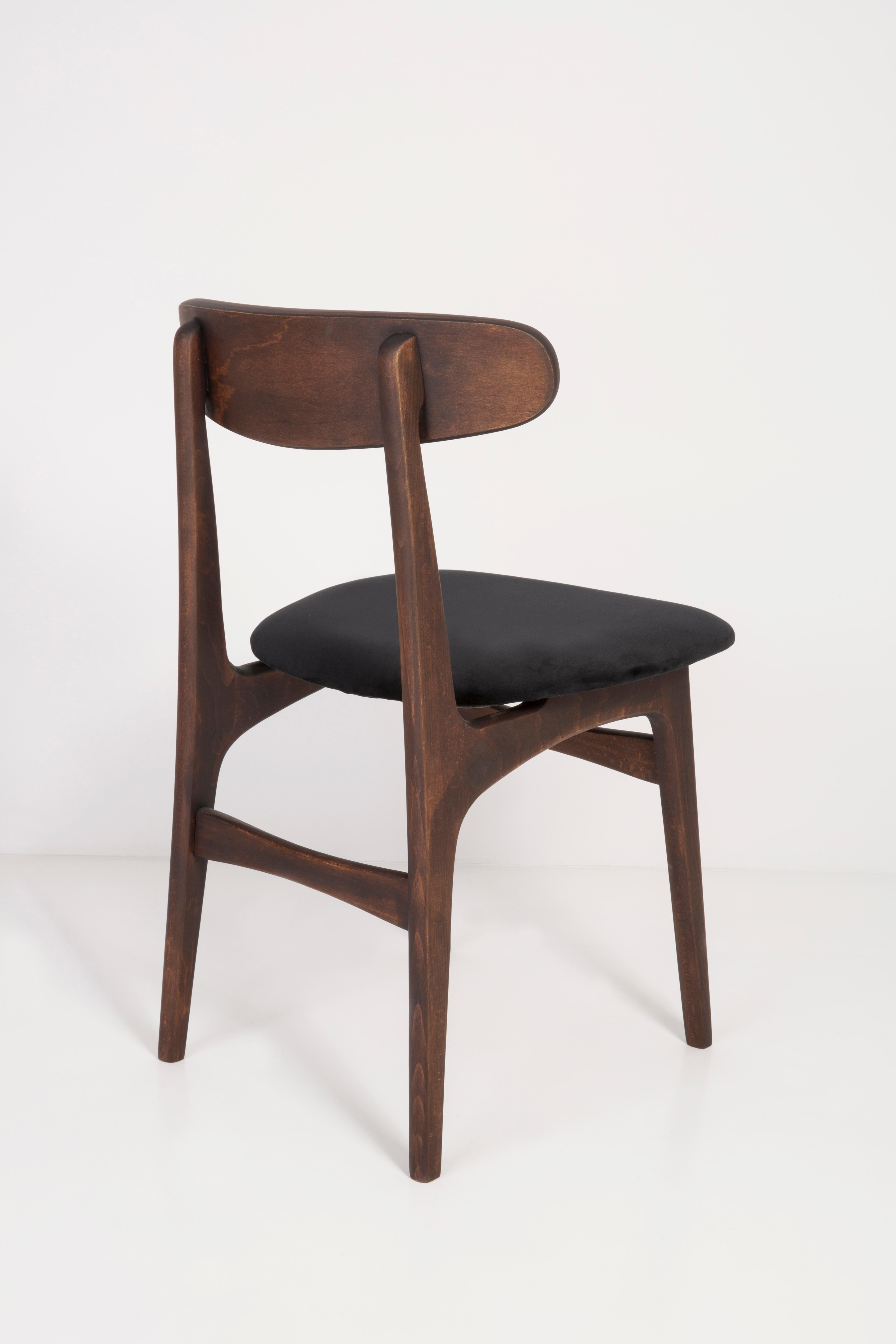 Set of Four 20th Century Black Velvet Chairs, 1960s For Sale 8