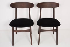 Set of Four 20th Century Black Velvet Chairs, 1960s