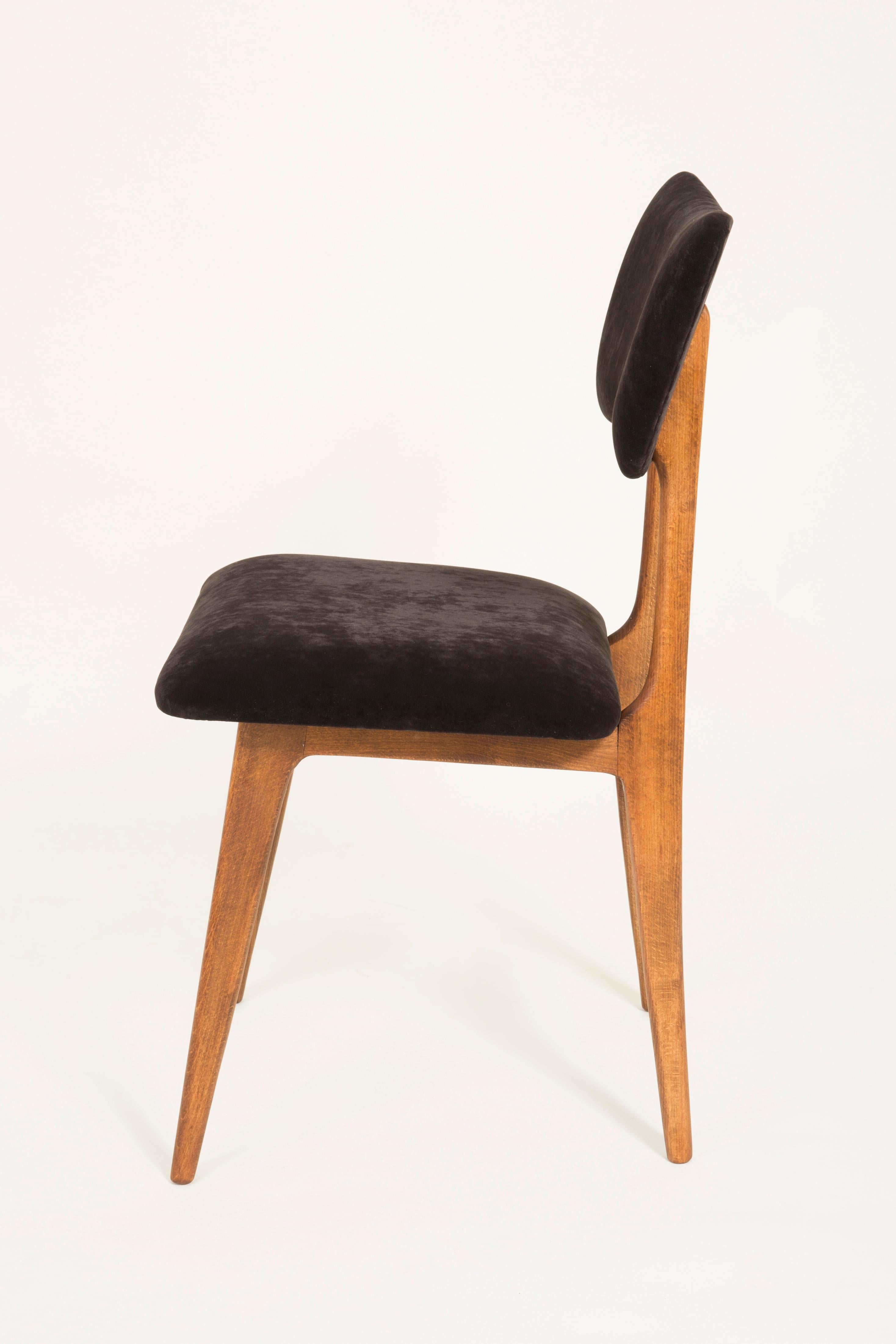 Set of Four 20th Century Black Velvet Chairs, 1960s 2