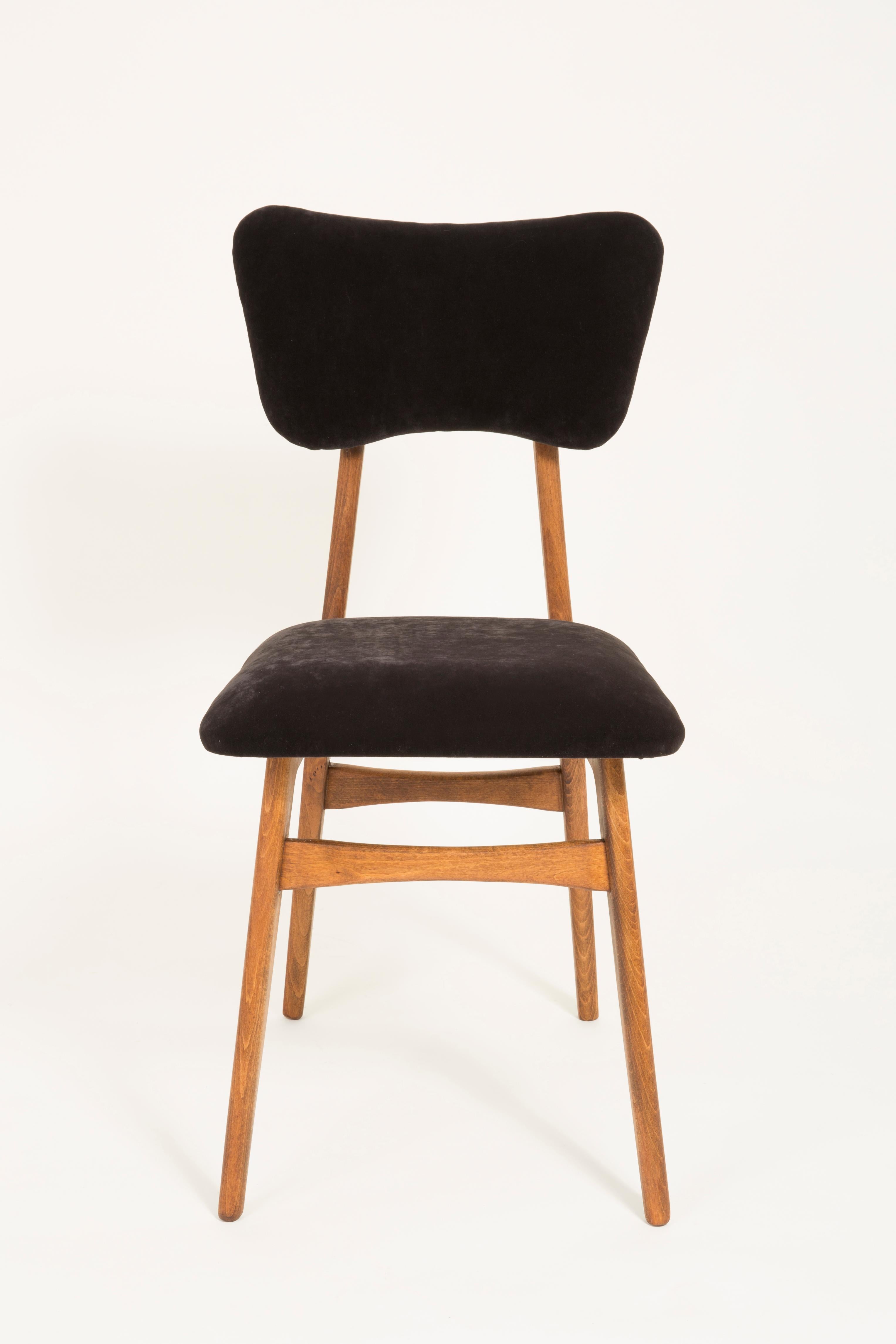 Set of Four 20th Century Black Velvet Chairs, 1960s 3