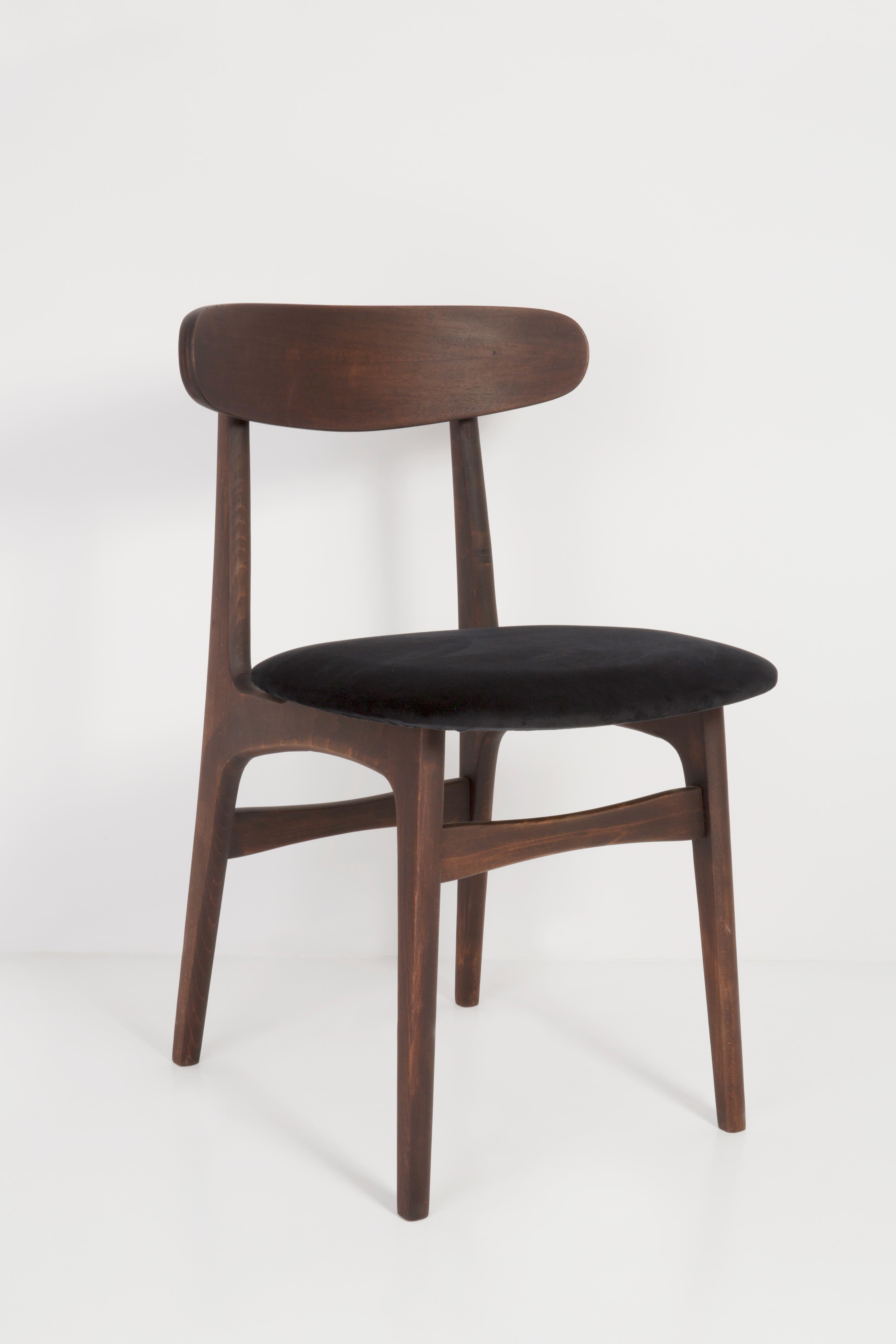 Set of Four 20th Century Black Velvet Chairs, 1960s For Sale 3