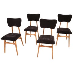 Set of Four 20th Century Black Velvet Chairs, 1960s