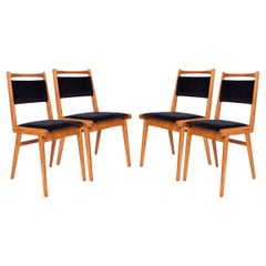 Used Set of Four 20th Century Black Velvet Chairs, Poland, 1960s