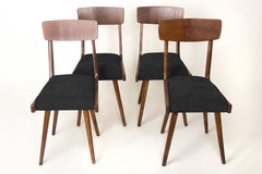 Set of Four 20th Century Black Wood Chairs, 1960s