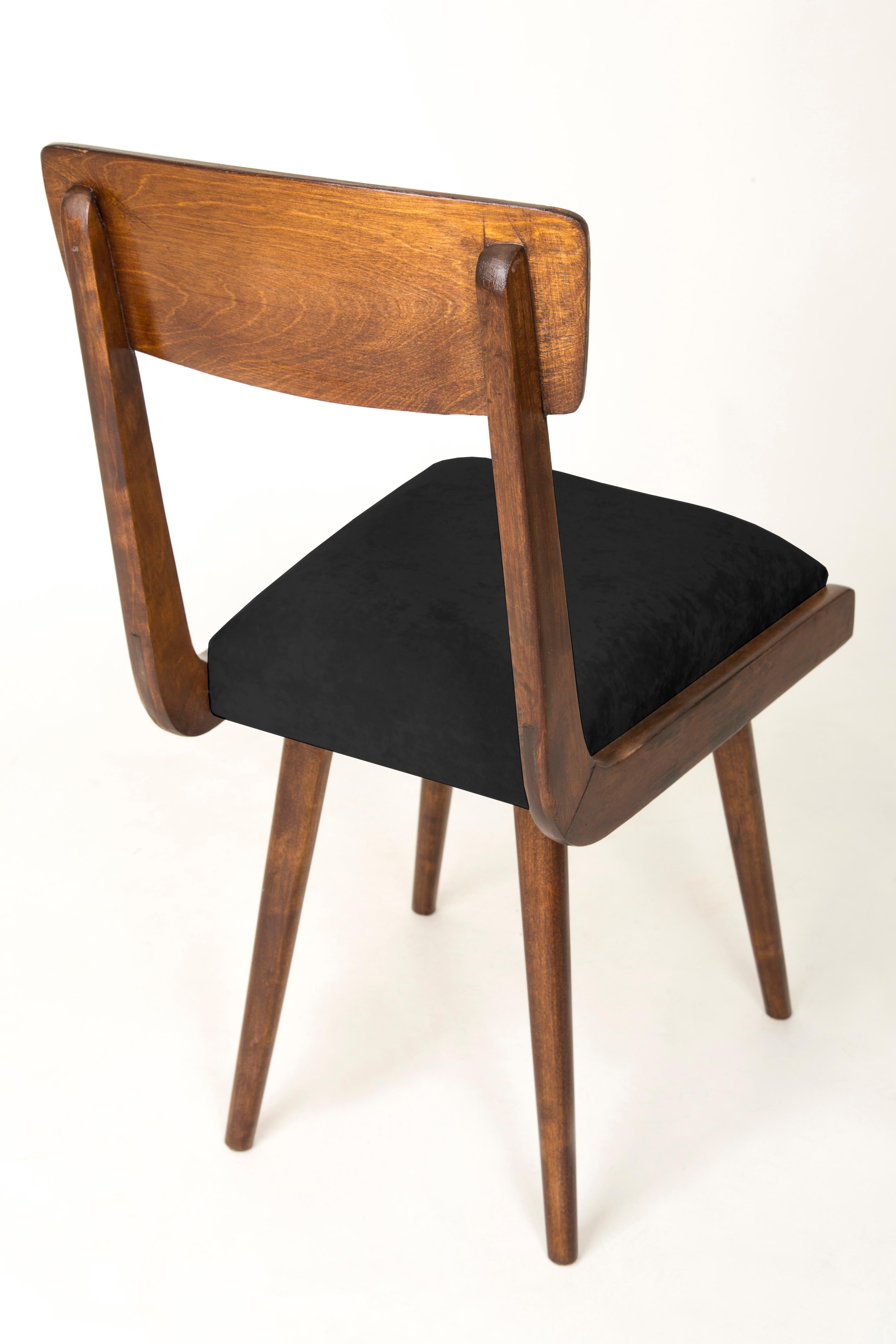 Hand-Crafted Set of Four 20th Century Black Wood Chairs, 1960s For Sale
